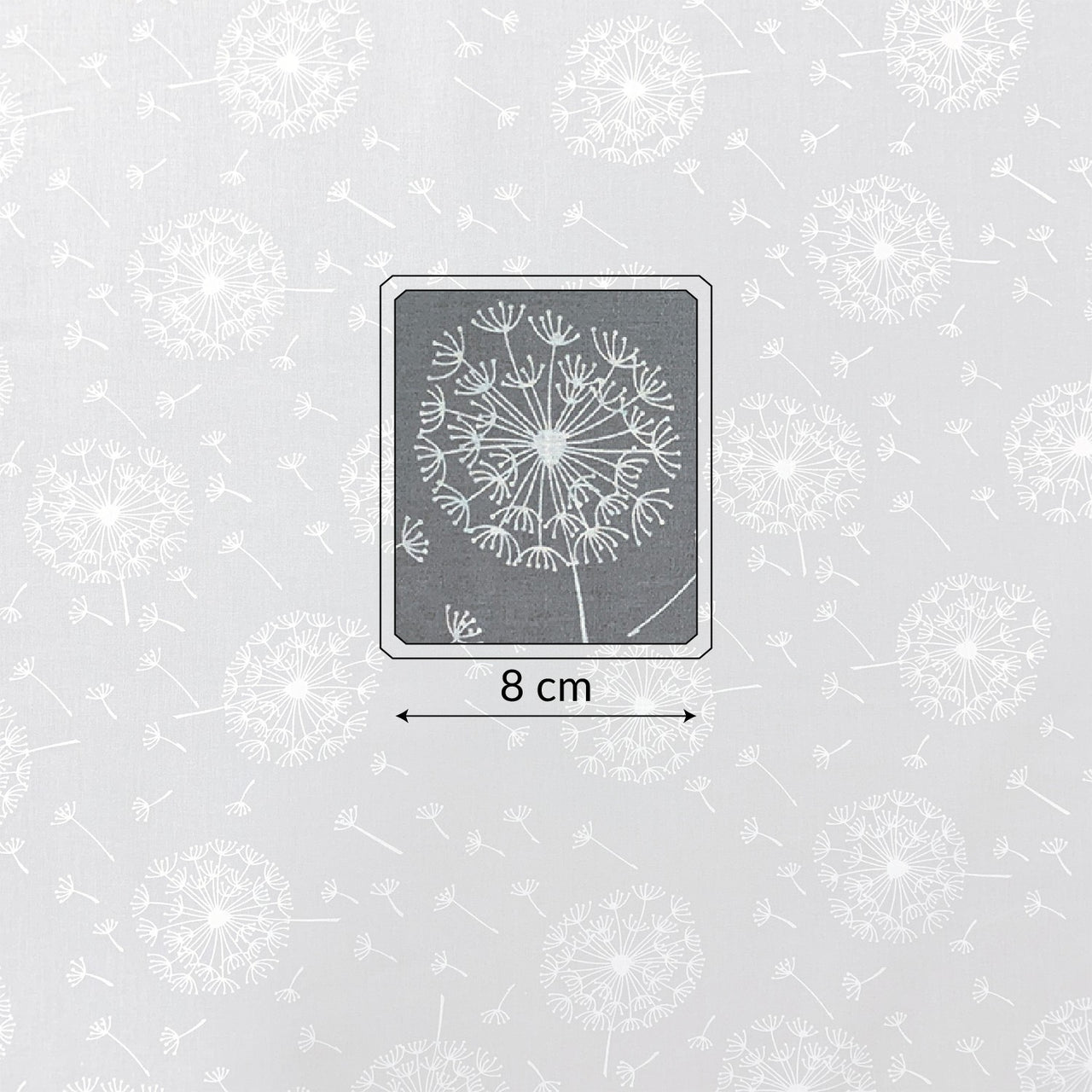 Cotton Fabric - Grey Dandelions