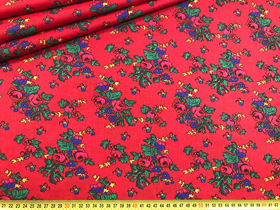 Cotton Fabric - Highland Flowers Red