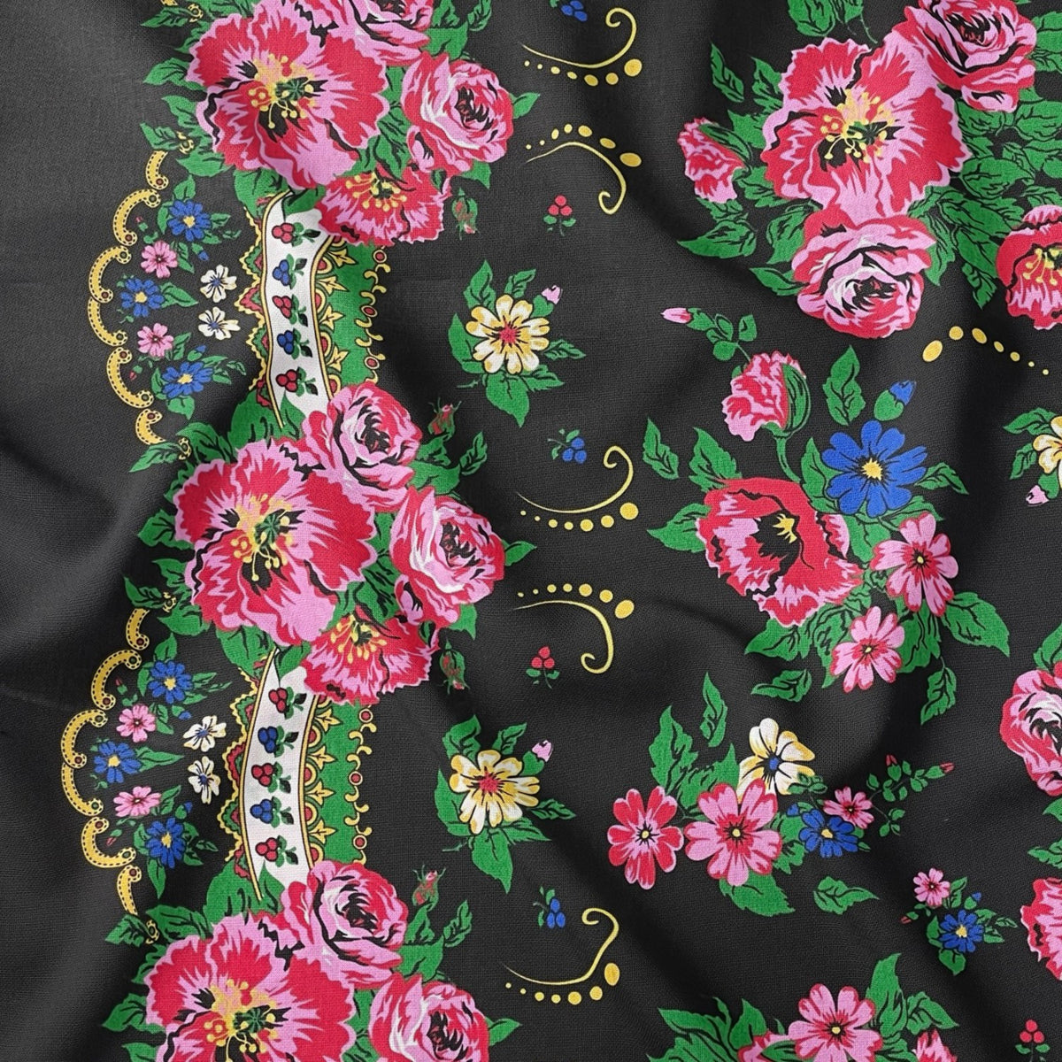Cotton Fabric - Highland Scarf on black