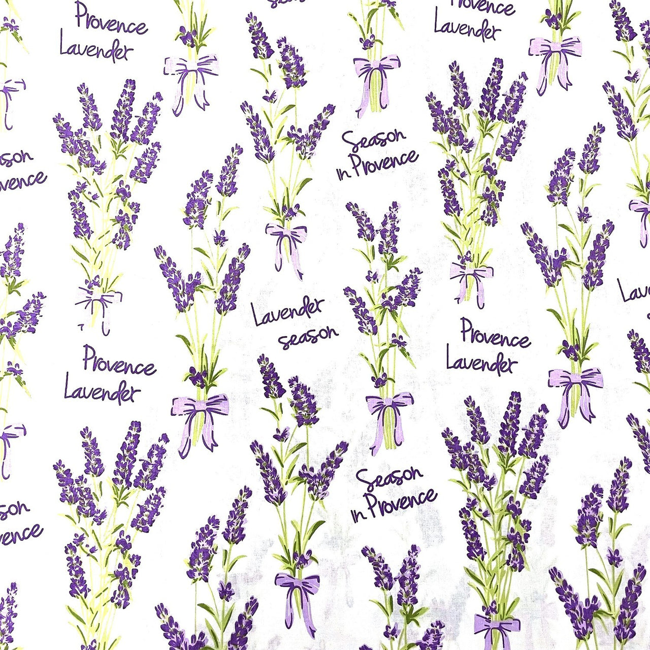 Cotton Fabric - Lavender Flowers on White