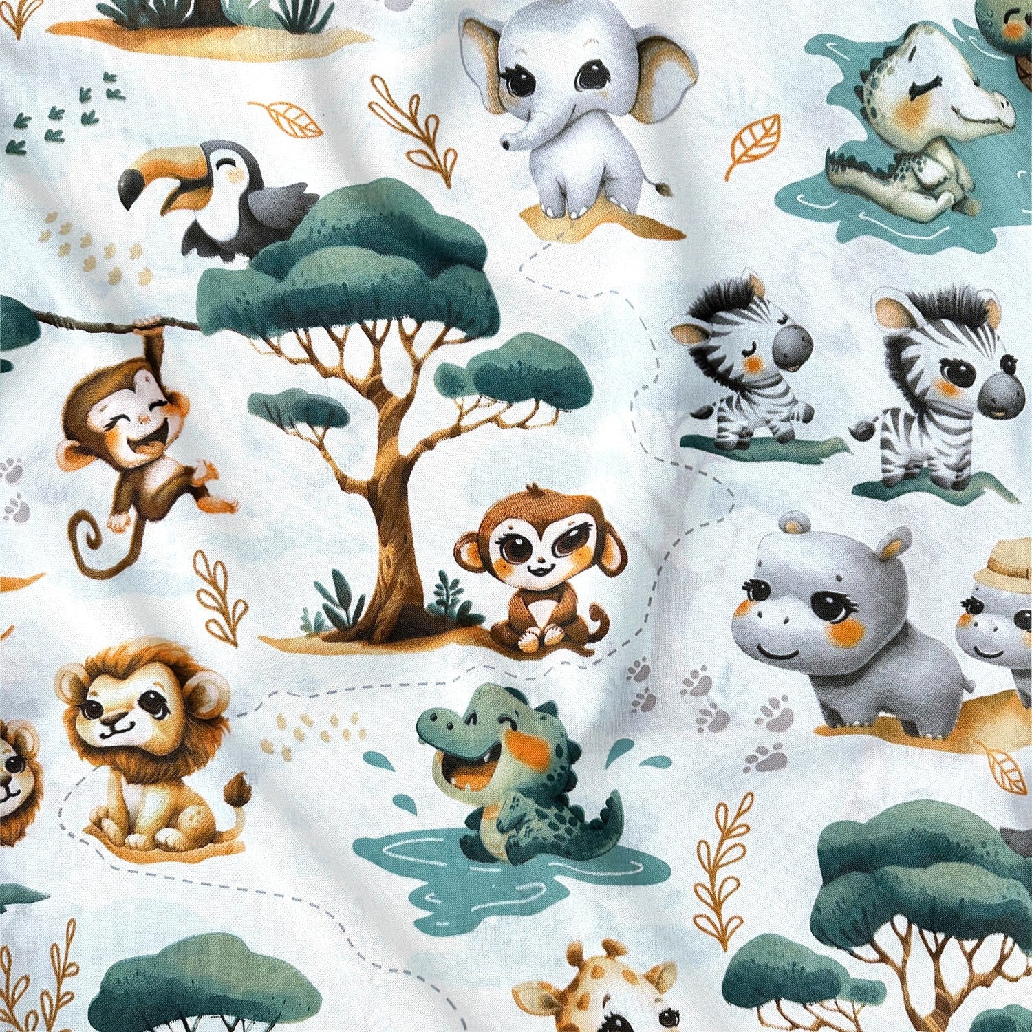 Cotton Fabric - Little Animals' Jungle