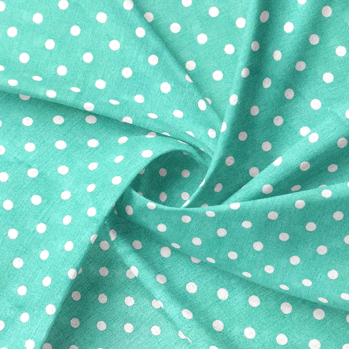 Cotton Fabric - Mint Dots 7 mm