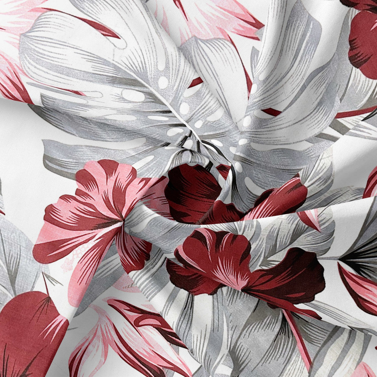 Cotton Fabric - Monstera light burgundy