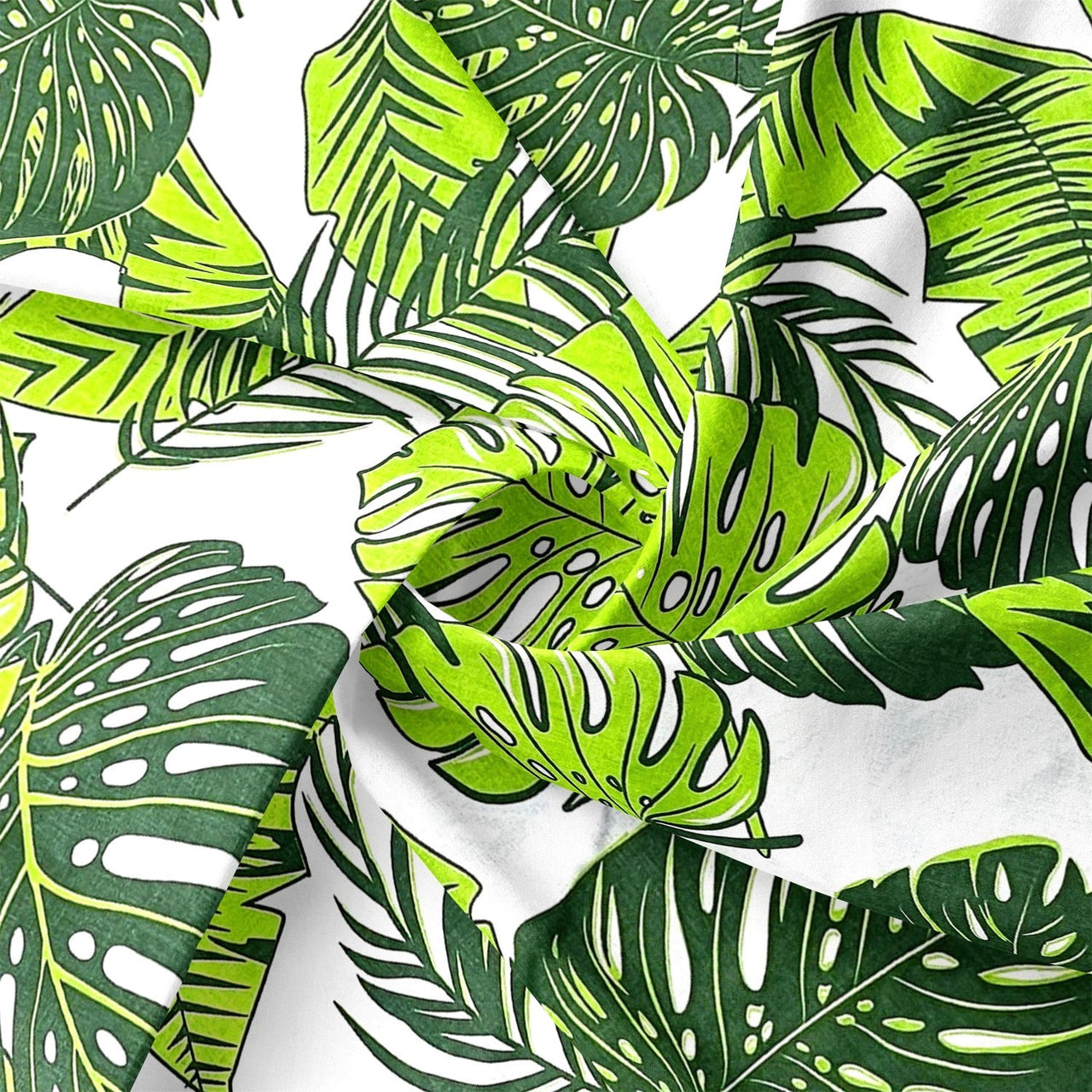 Cotton Fabric - Monstera on White