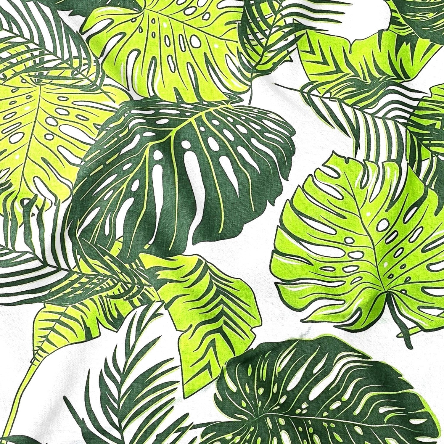 Cotton Fabric - Monstera on White