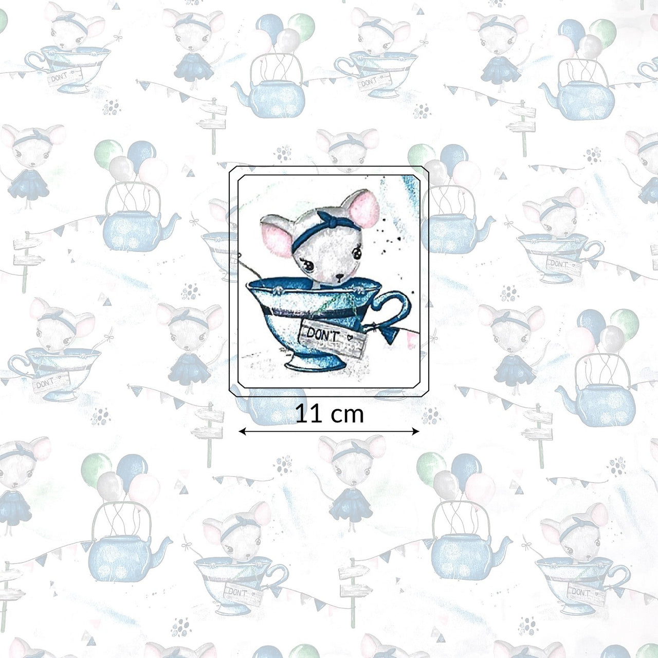 Cotton Fabric - Mouse and a cup