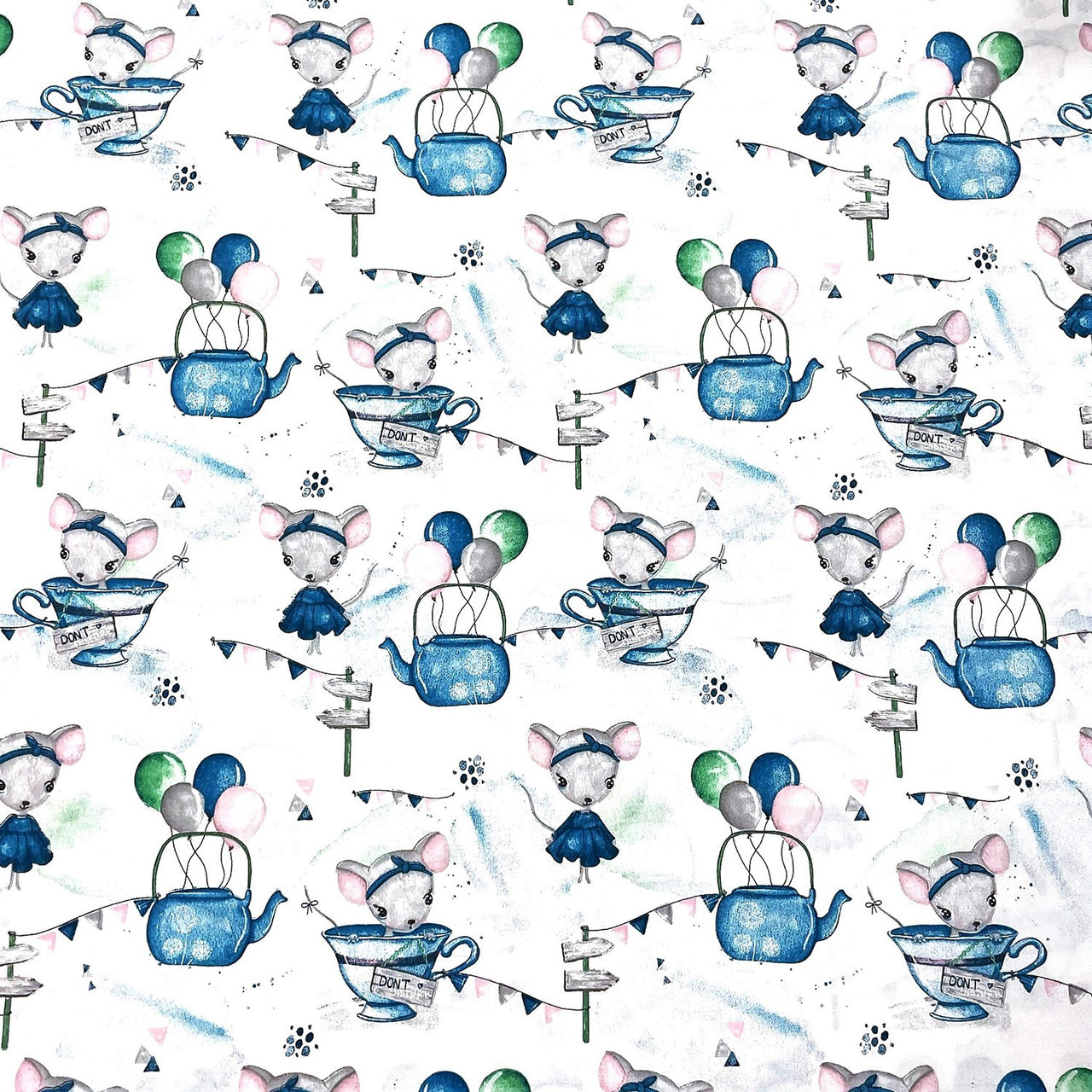 Cotton Fabric - Mouse and a cup