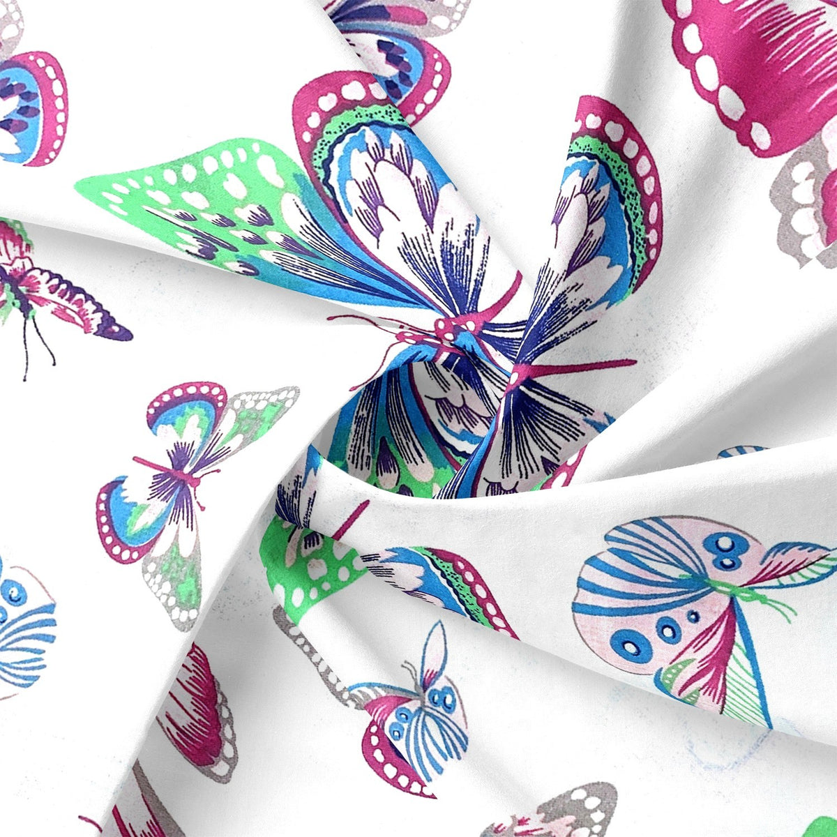 Cotton Fabric - Multicolor Pastel Butterflies