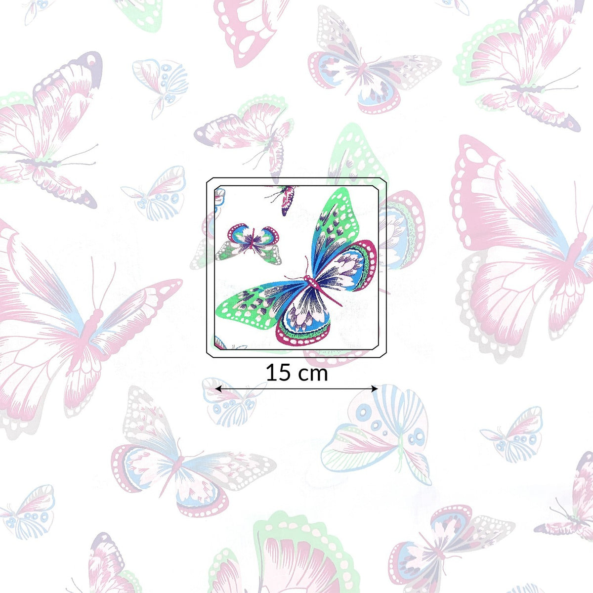 Cotton Fabric - Multicolor Pastel Butterflies