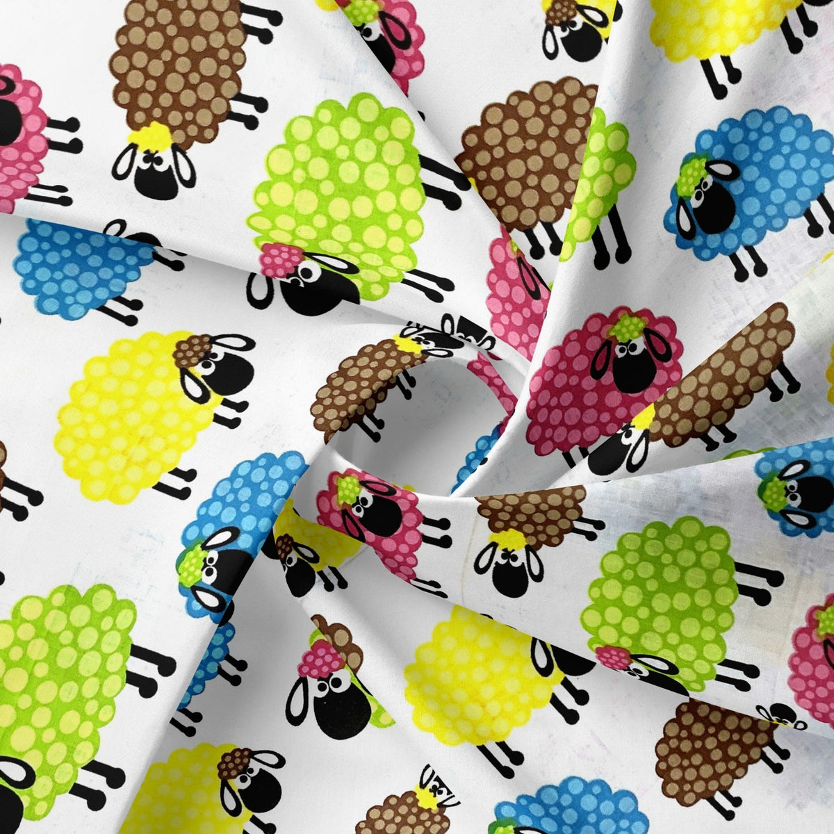 Cotton Fabric - Multicolor Sheep
