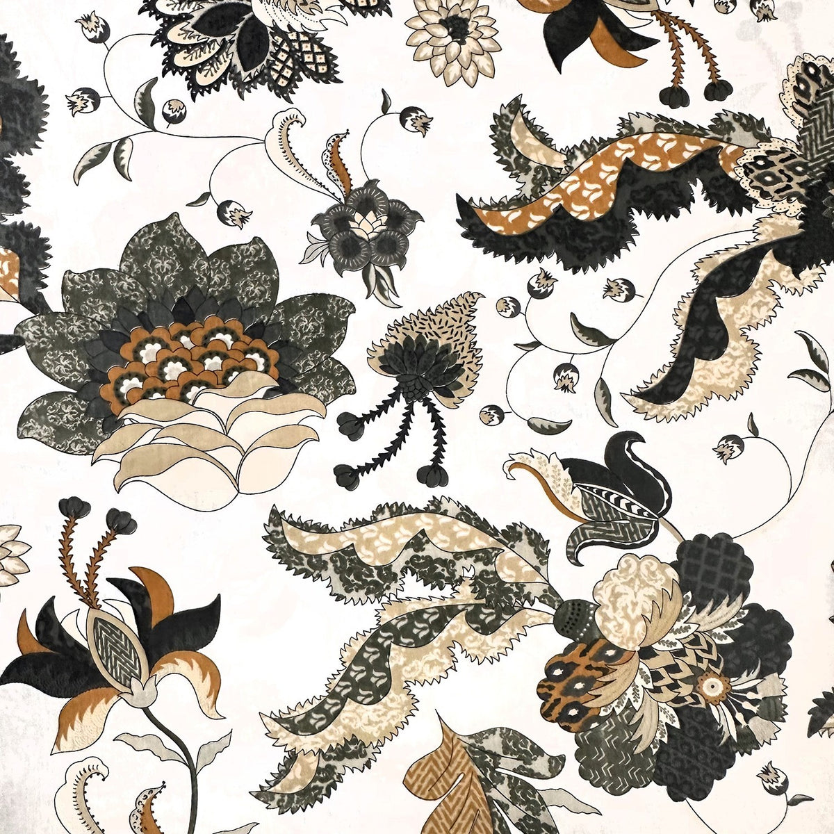 Cotton Fabric - Oriental pattern, Gold