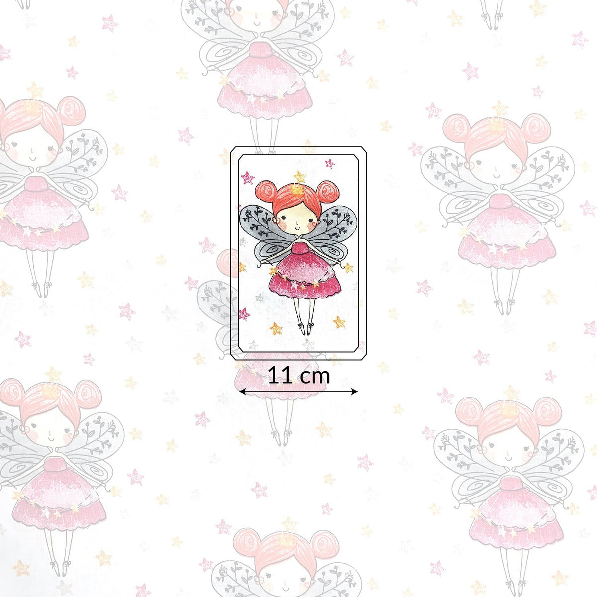 Cotton Fabric - Pink Fairy on White
