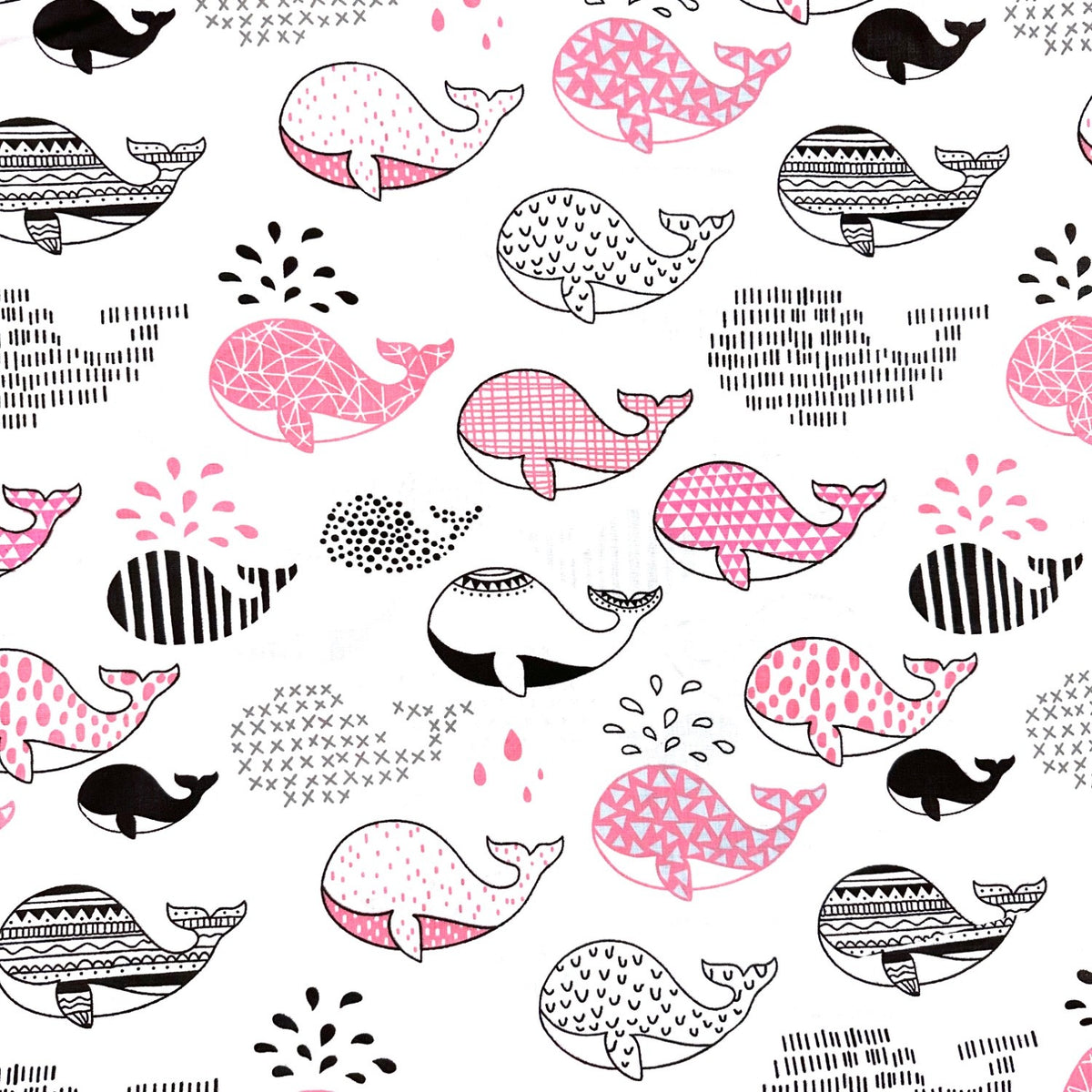 Cotton Fabric - Pink Whale