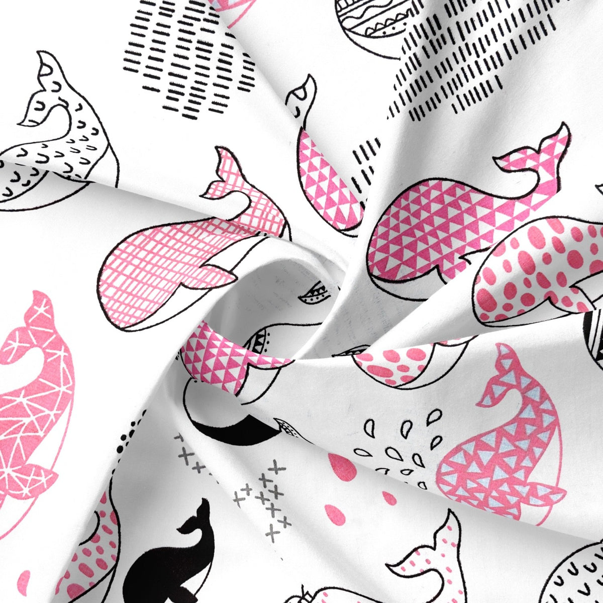 Cotton Fabric - Pink Whale