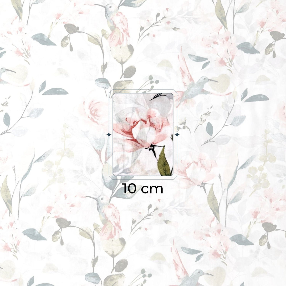 Cotton Fabric - Pink hummingbird