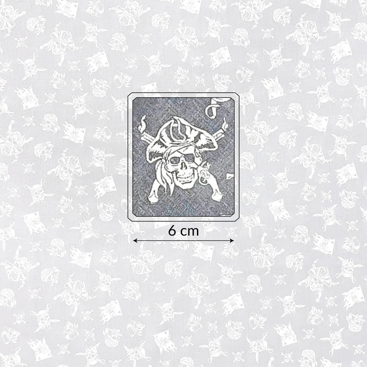 Cotton Fabric - Pirate Skulls on Grey
