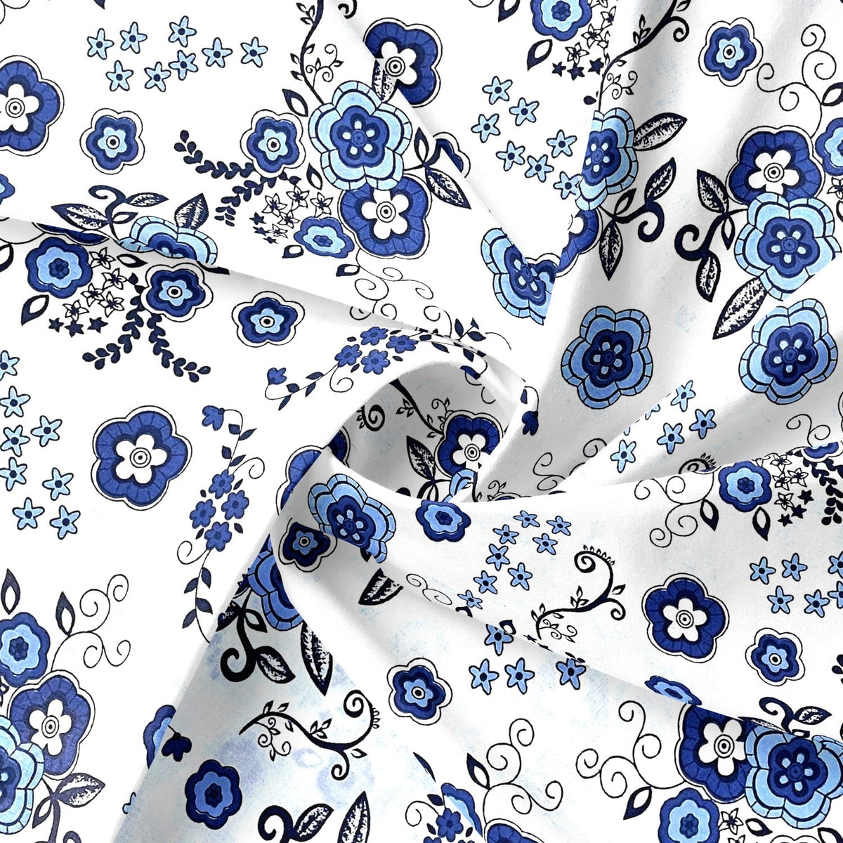Cotton Fabric - Porcelain Flowers