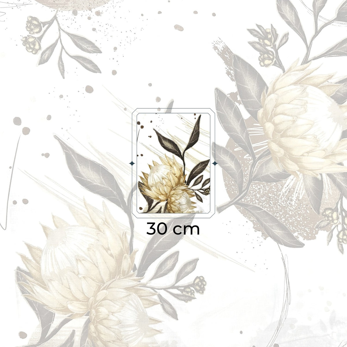 Cotton Fabric - Protea Flower, gold