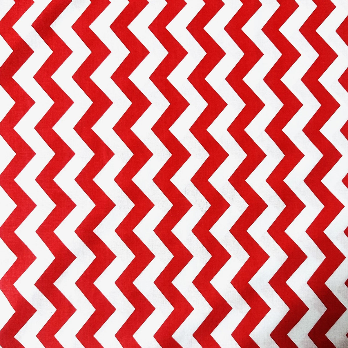 Cotton Fabric - Red Zigzag on White