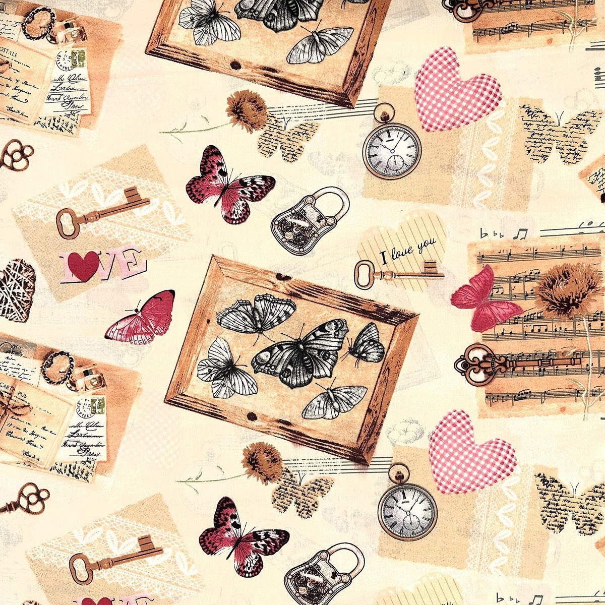 Cotton Fabric - Retro Love