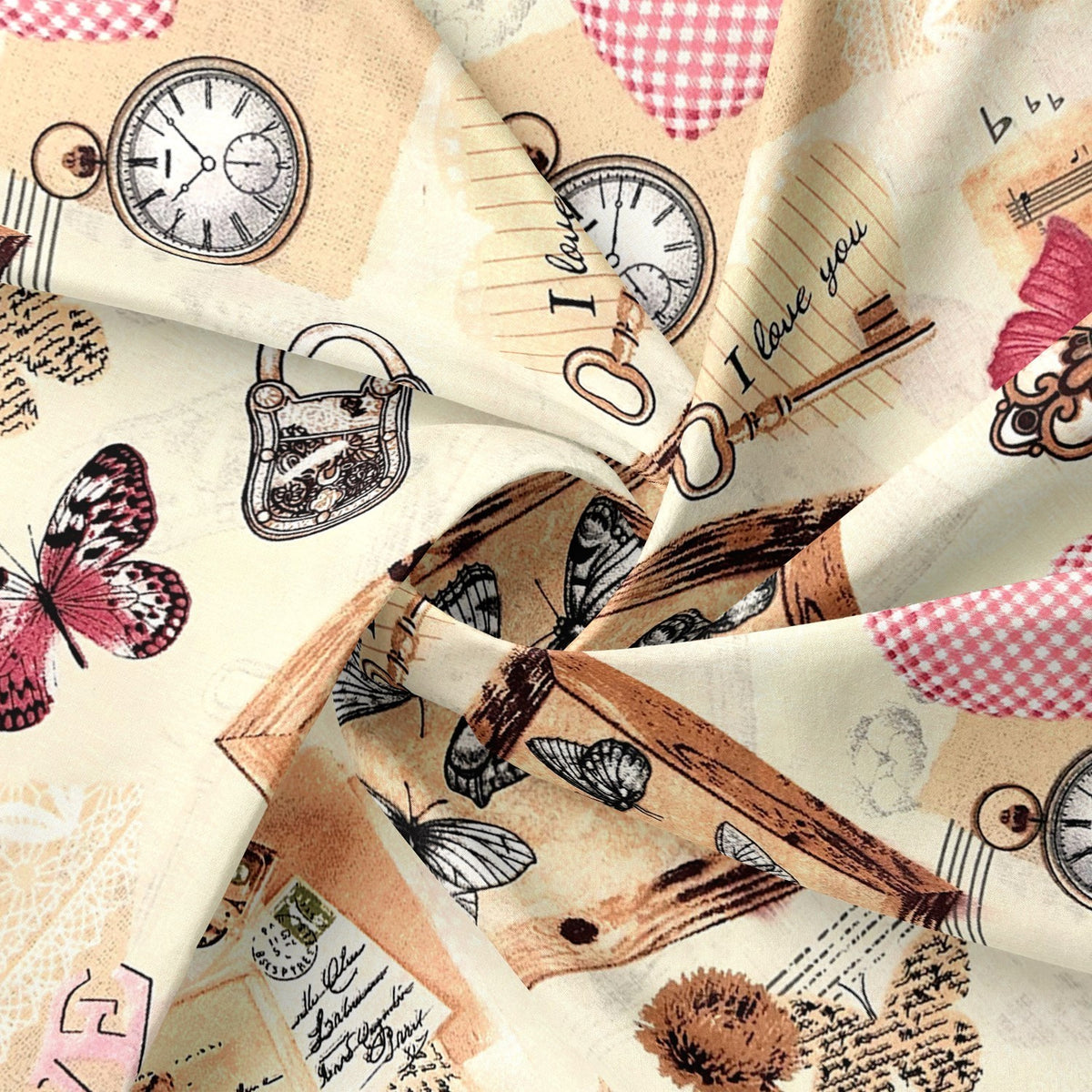 Cotton Fabric - Retro Love