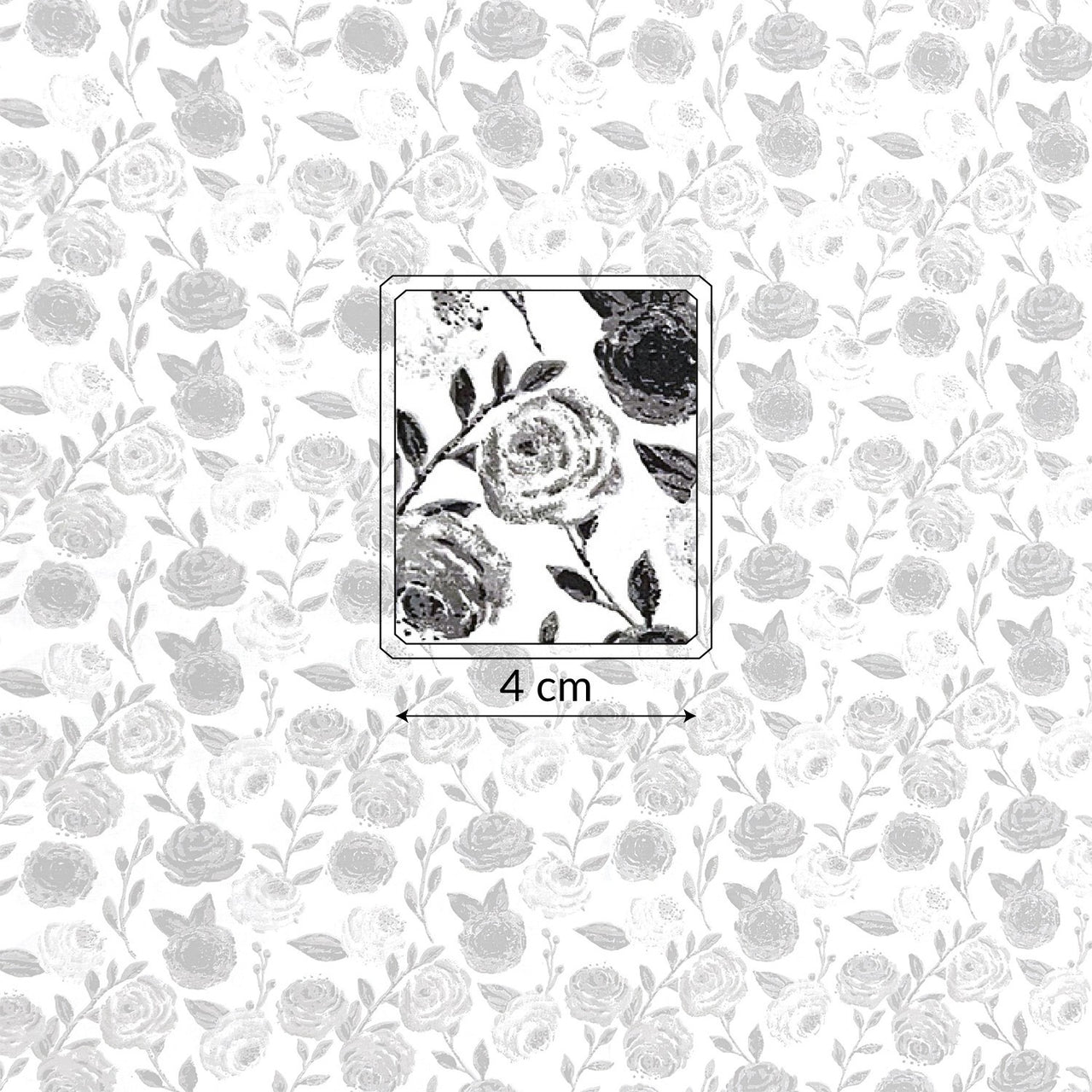 Cotton Fabric - Roses White black