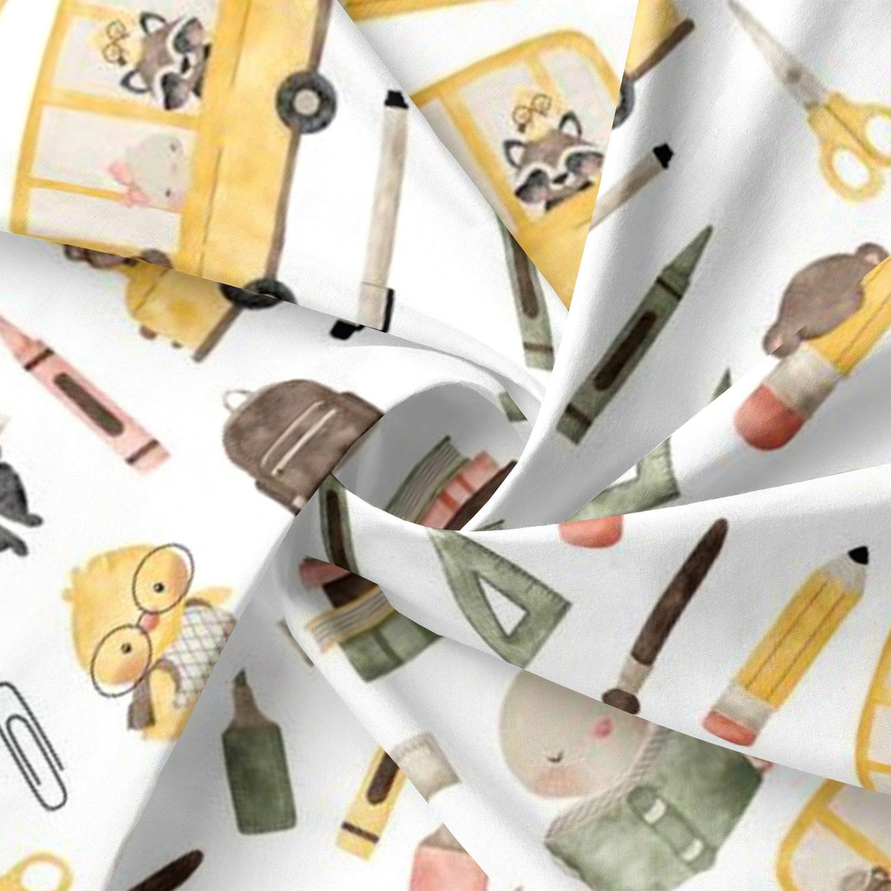 Cotton Fabric - School Adventures with Animals