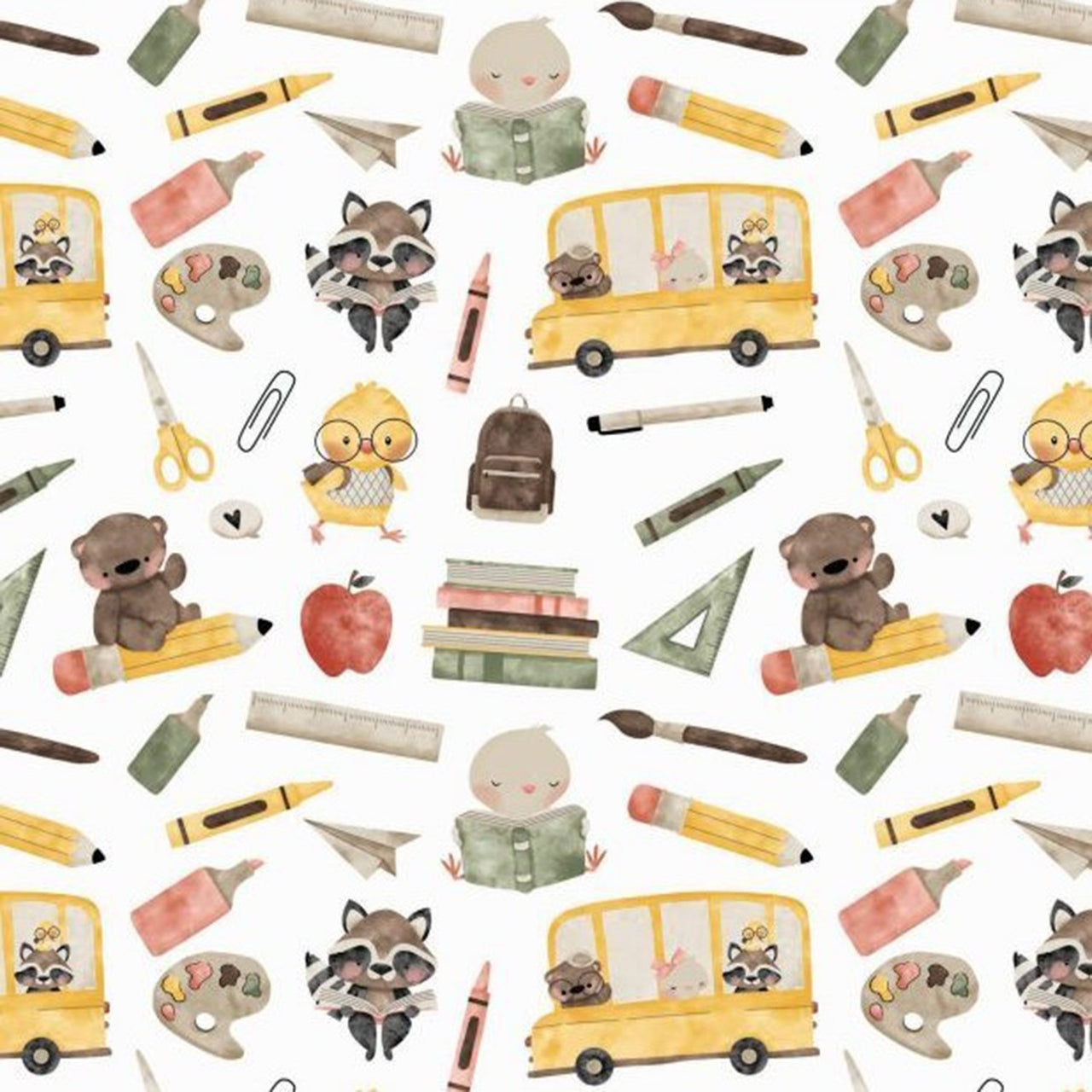 Cotton Fabric - School Adventures with Animals