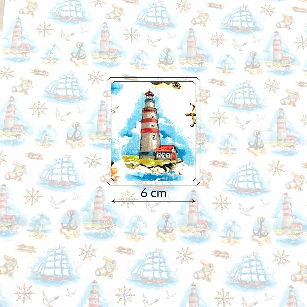 Cotton Fabric - Ships and Lighthouses