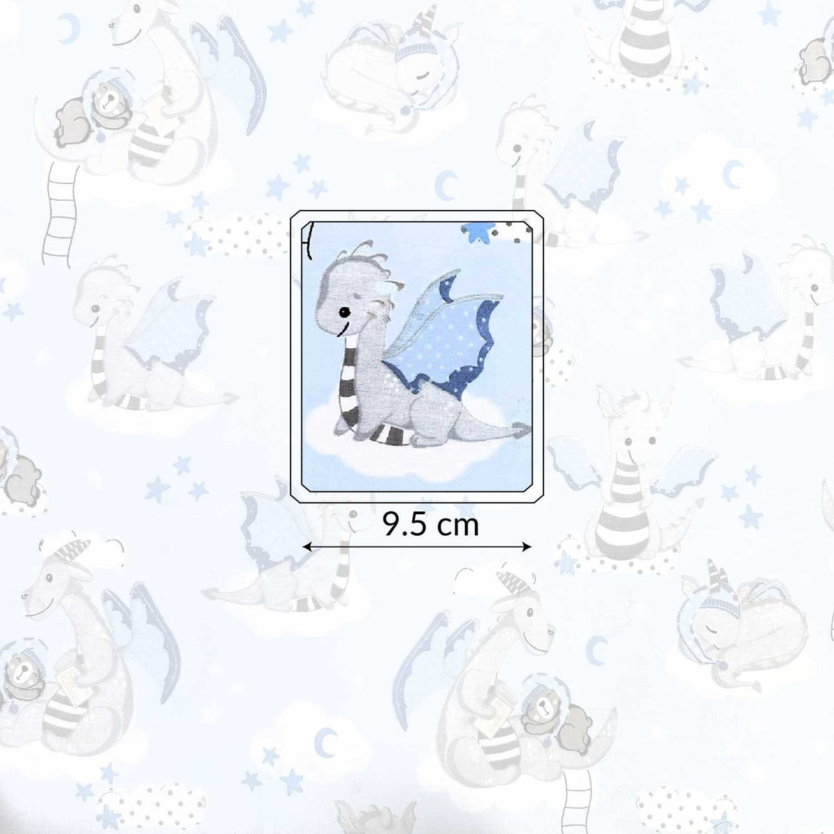 Cotton Fabric - Sleeping dragons on blue