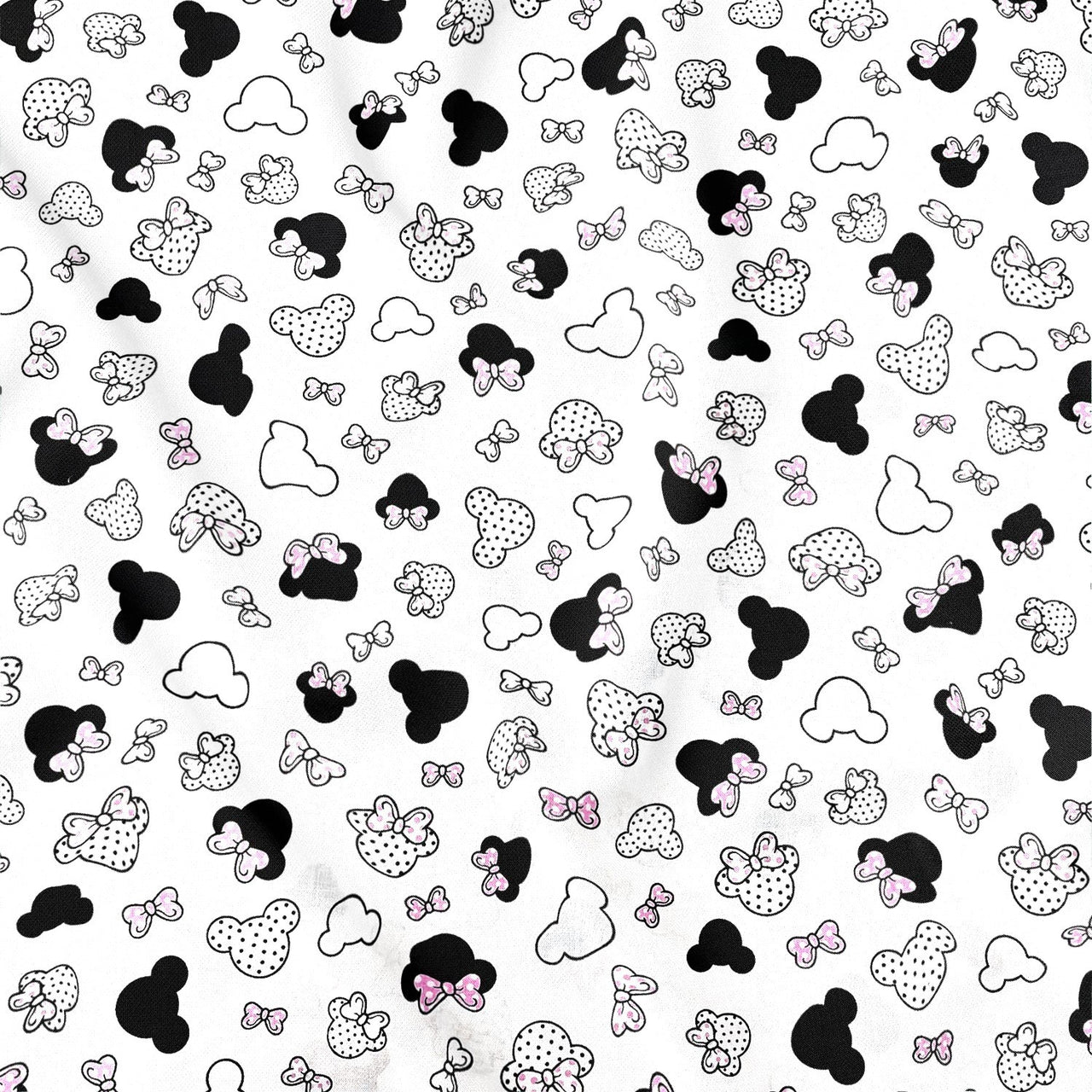 Cotton Fabric - Small Pink Mickey Mouse with Dots