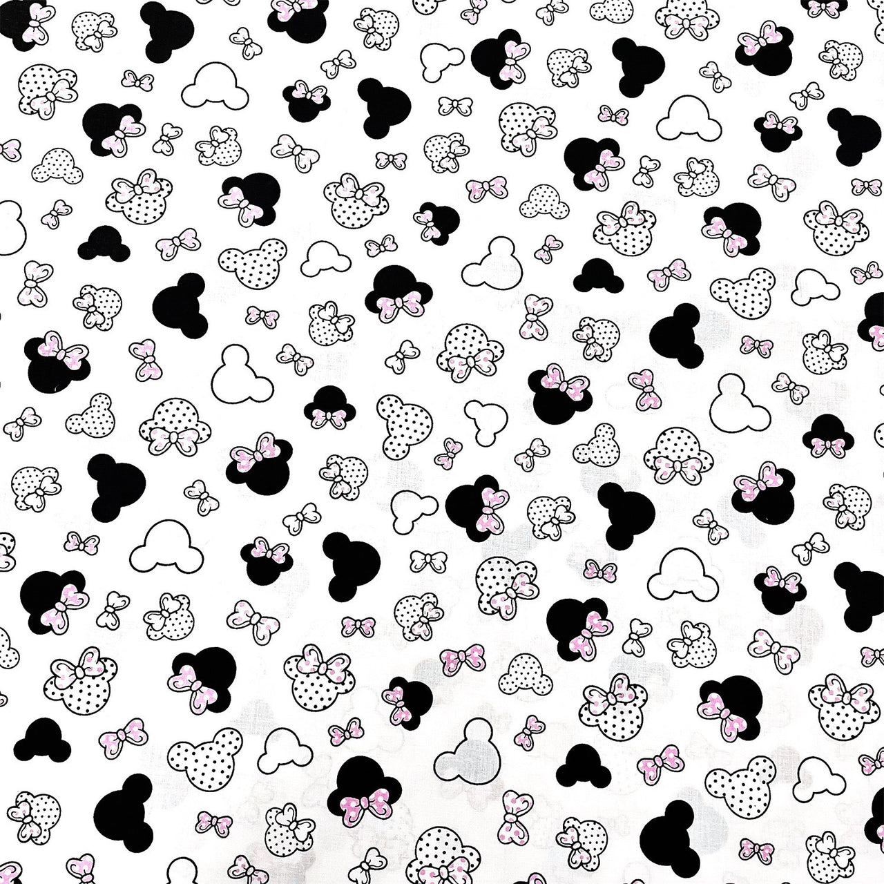 Cotton Fabric - Small Pink Mickey Mouse with Dots
