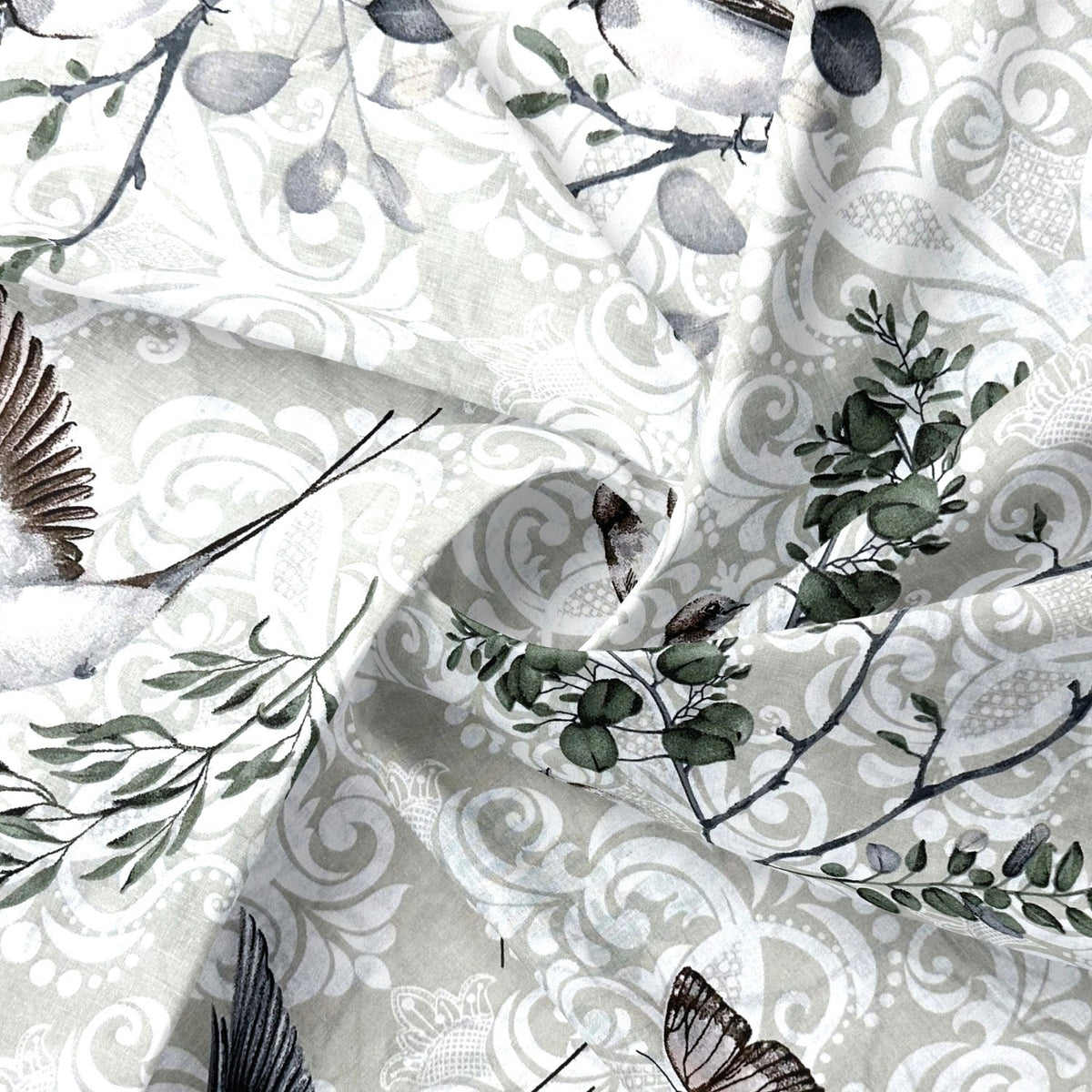 Cotton Fabric - Sparrows and Twigs