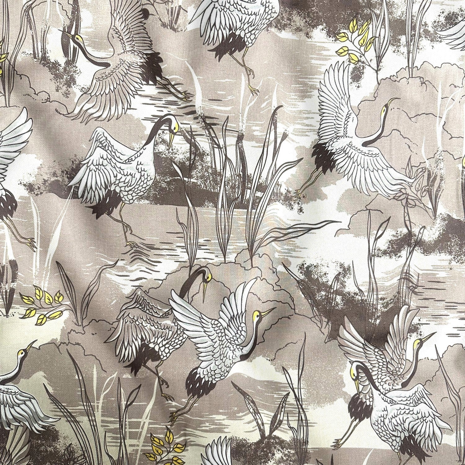 Cotton Fabric - Stork with Floral Pattern