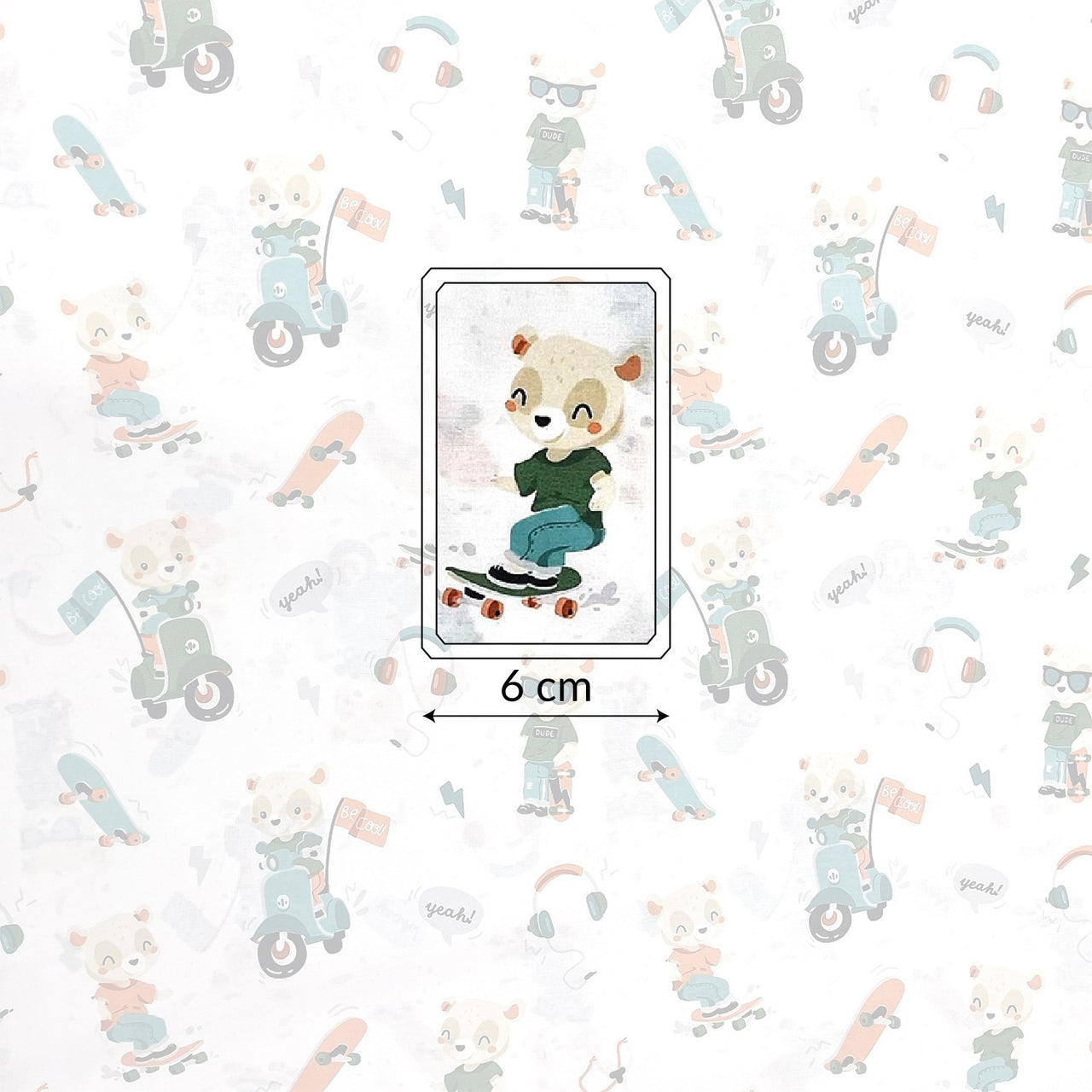 Cotton Fabric - Teddy Bear Skater