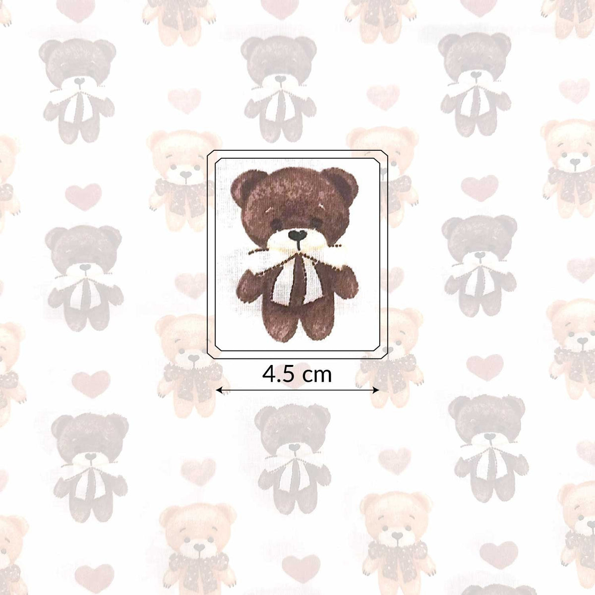 Cotton Fabric - Teddy Bear and Hearts