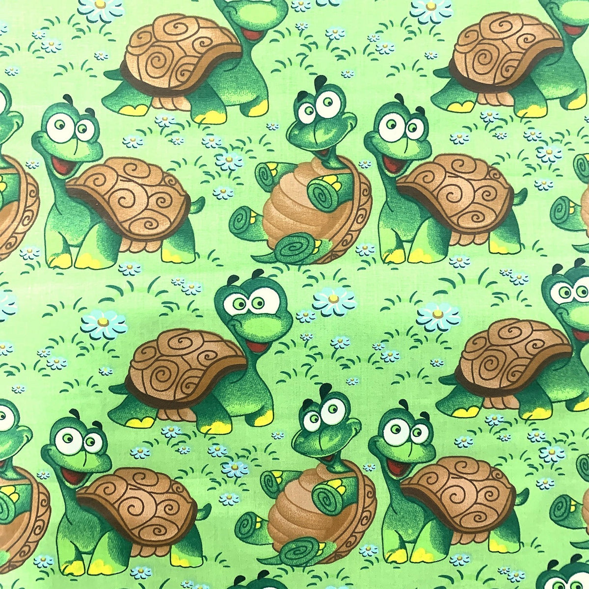 Cotton Fabric - Turtles on Green