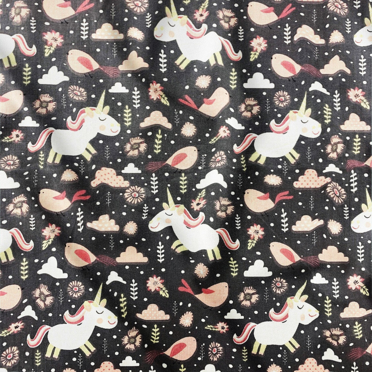 Cotton Fabric - Unicorns and Birds