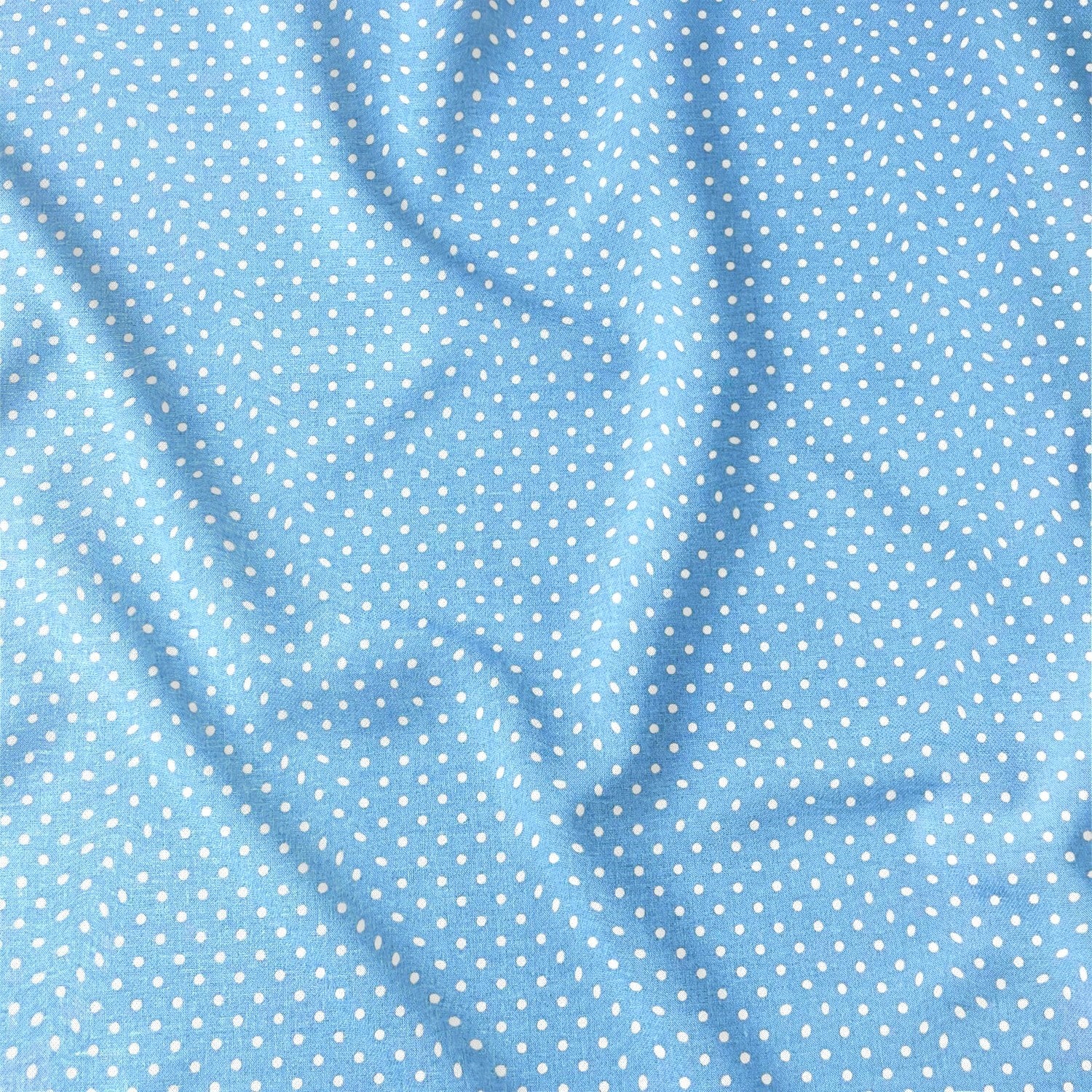 Cotton Fabric - White Dots on Light Blue 4 mm