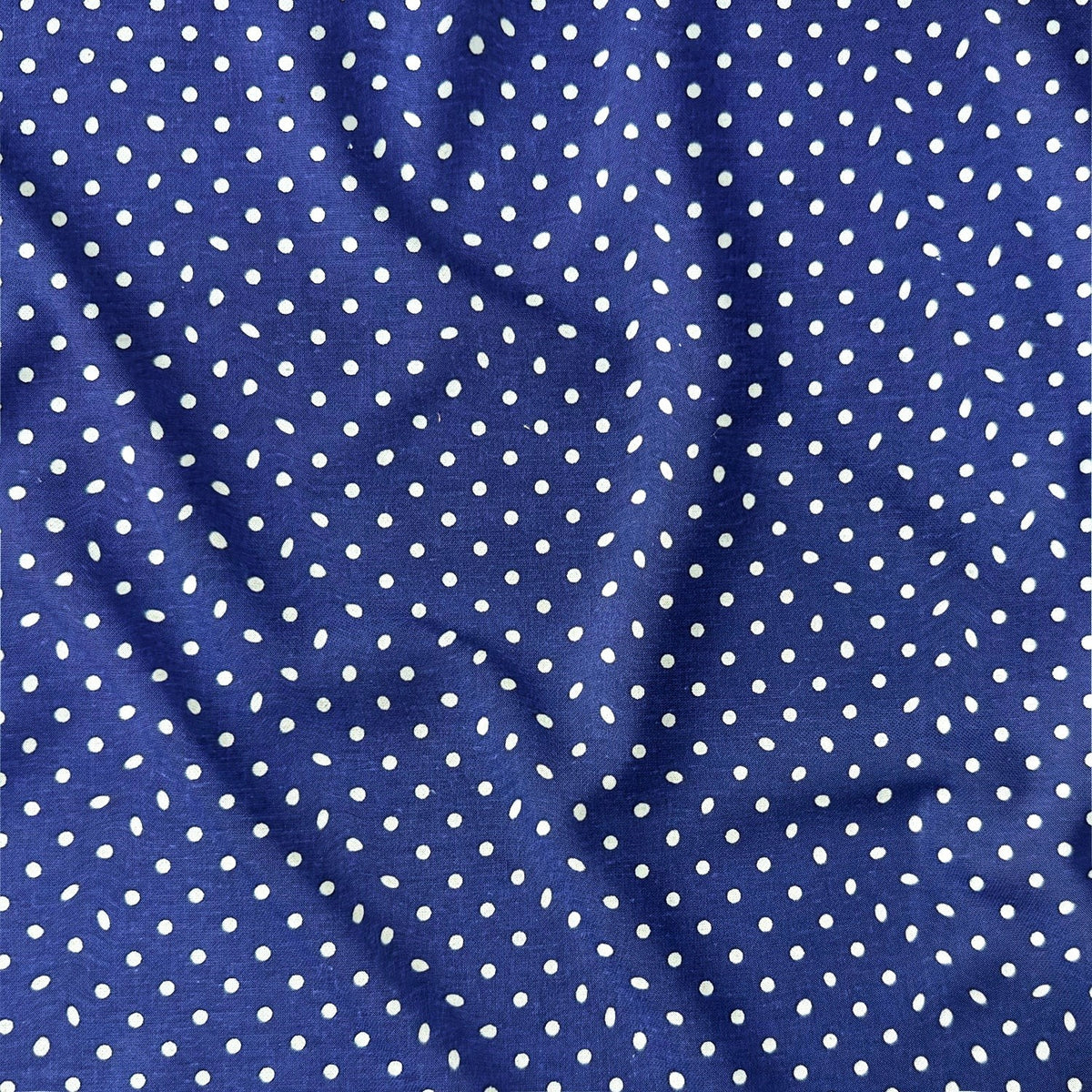 Cotton Fabric - White Dots on Navy Blue 4 mm