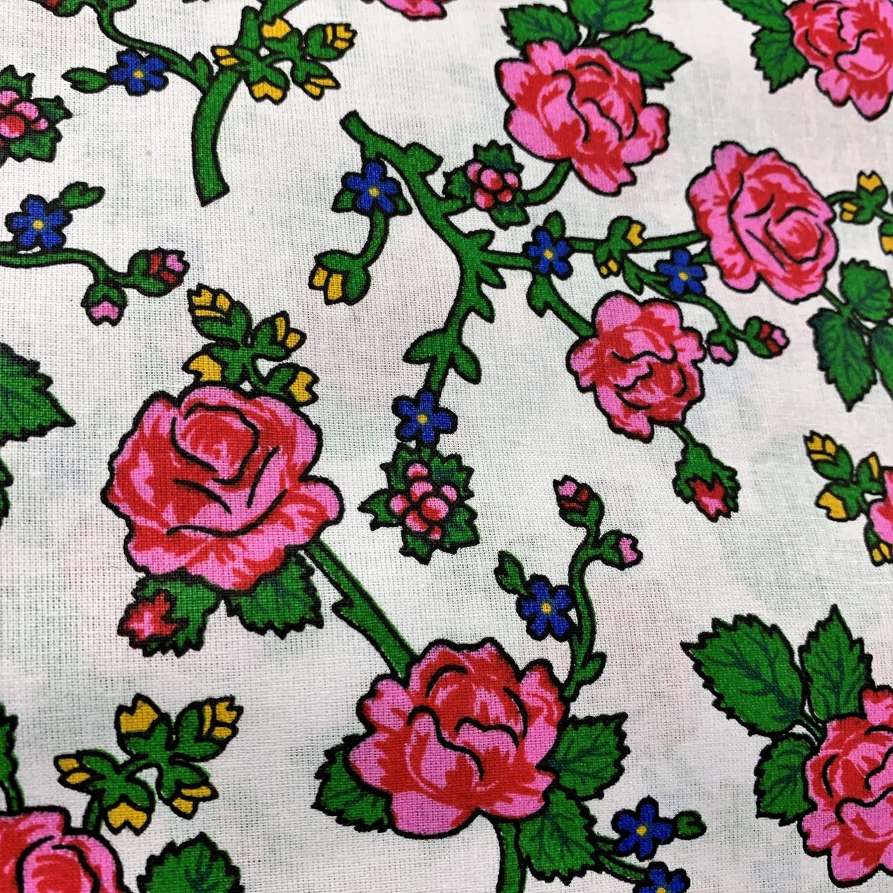 Cotton Fabric - White highlander flowers II