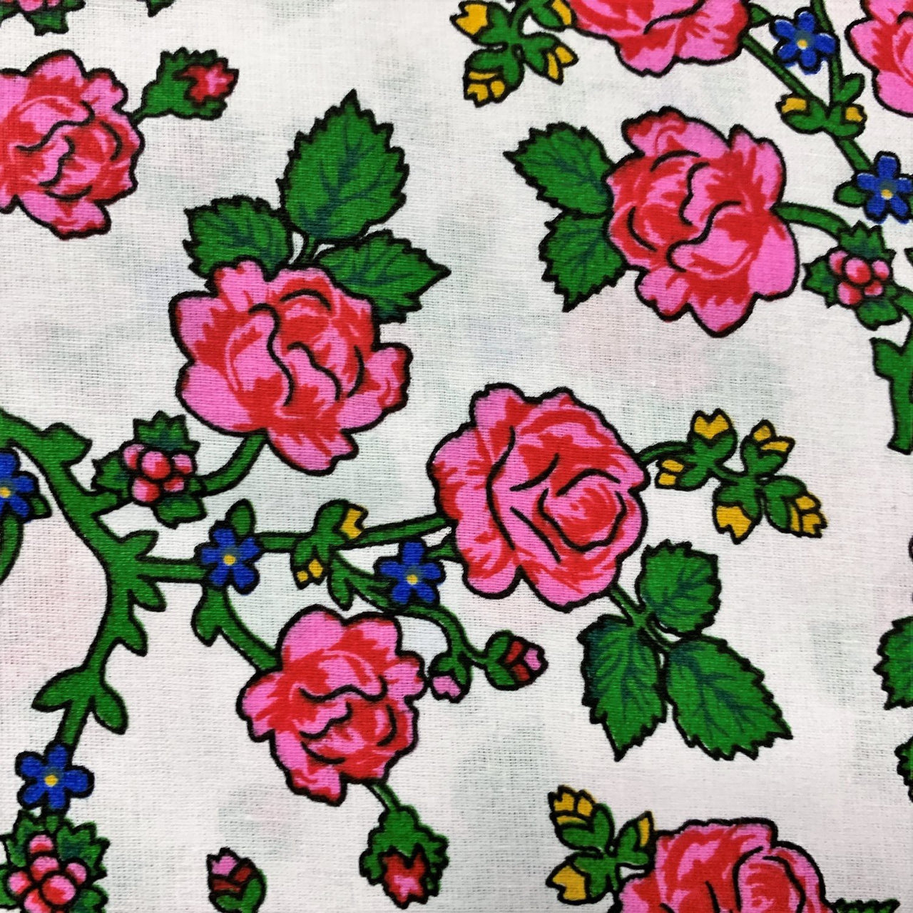 Cotton Fabric - White highlander flowers II