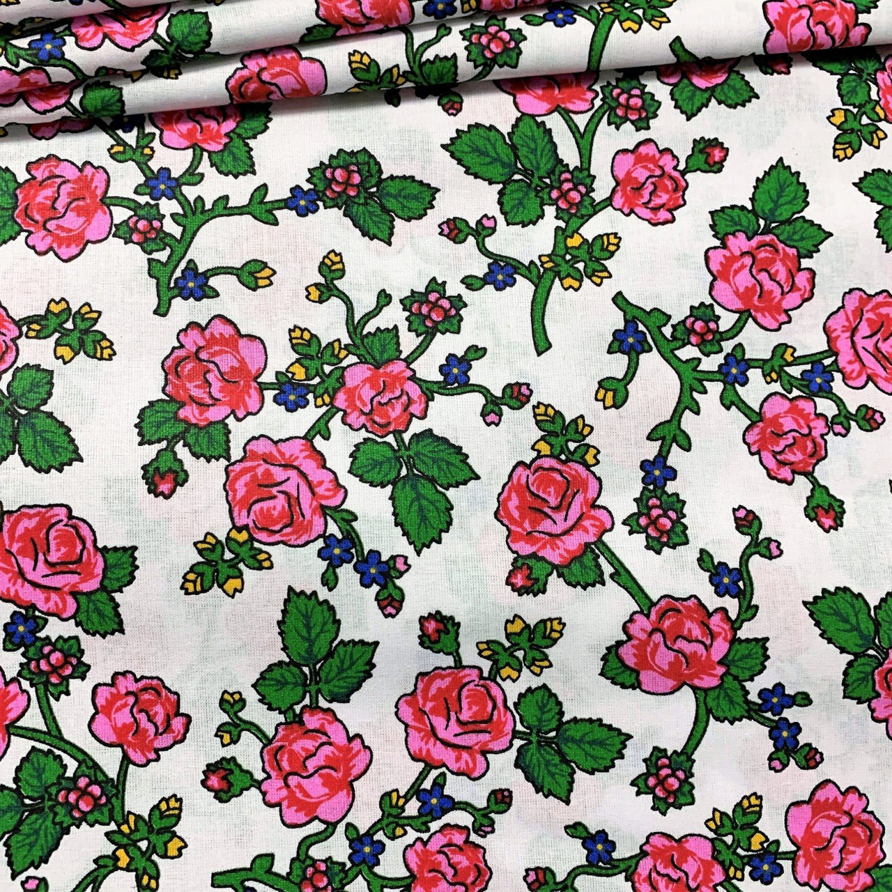 Cotton Fabric - White highlander flowers II