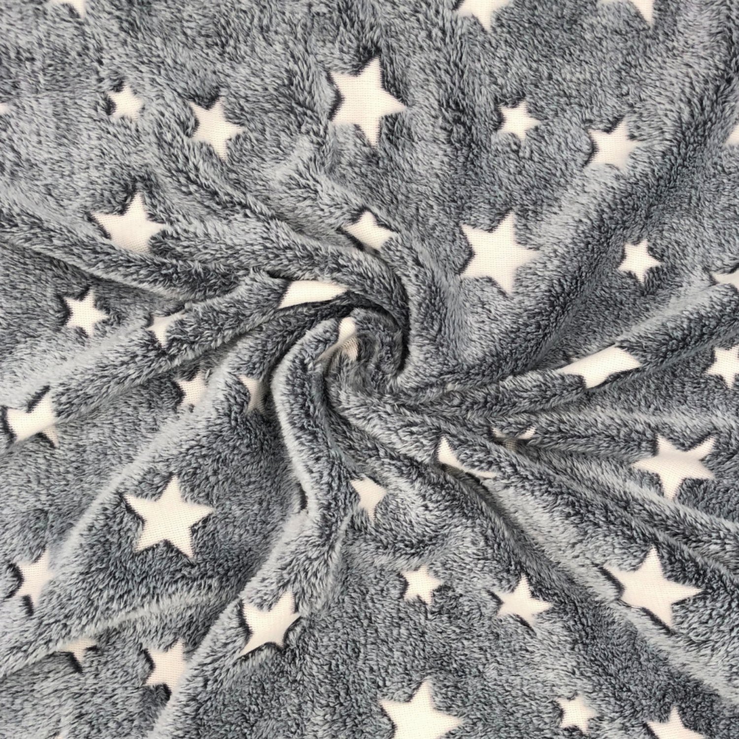 Knitted Fur Fabric - Stars