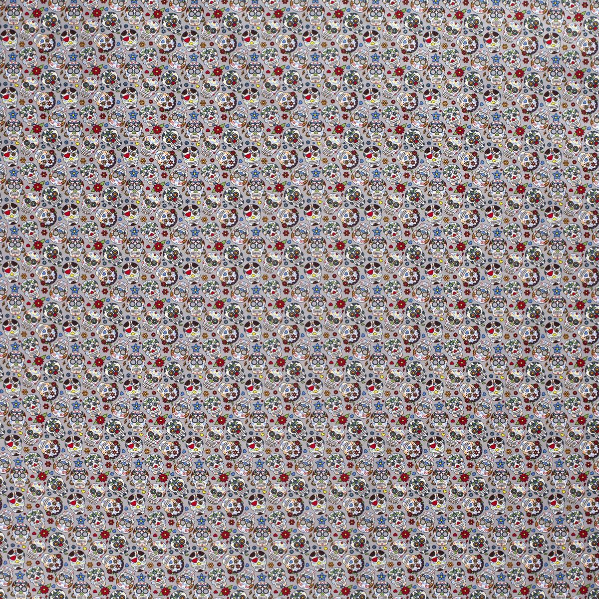 Premium Cotton - Skulls on Grey