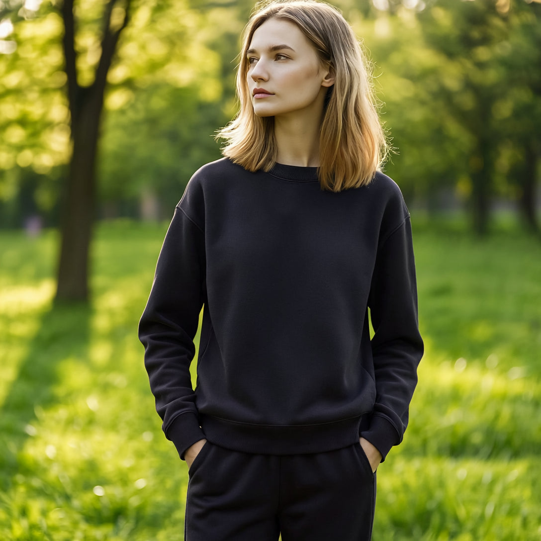 Thick Brushed Sweatshirt - Black