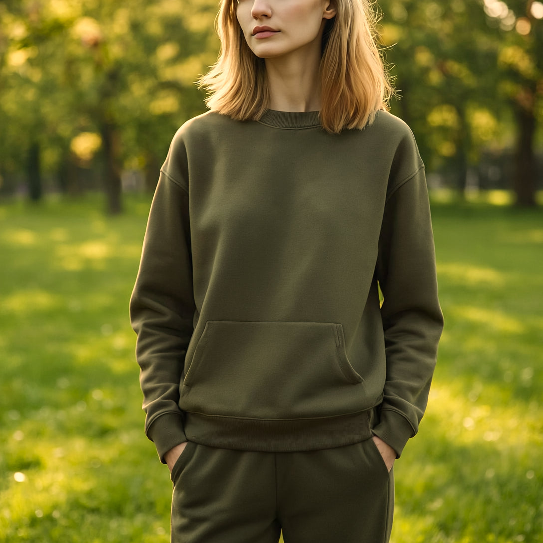 Thick Brushed Sweatshirt - Olive