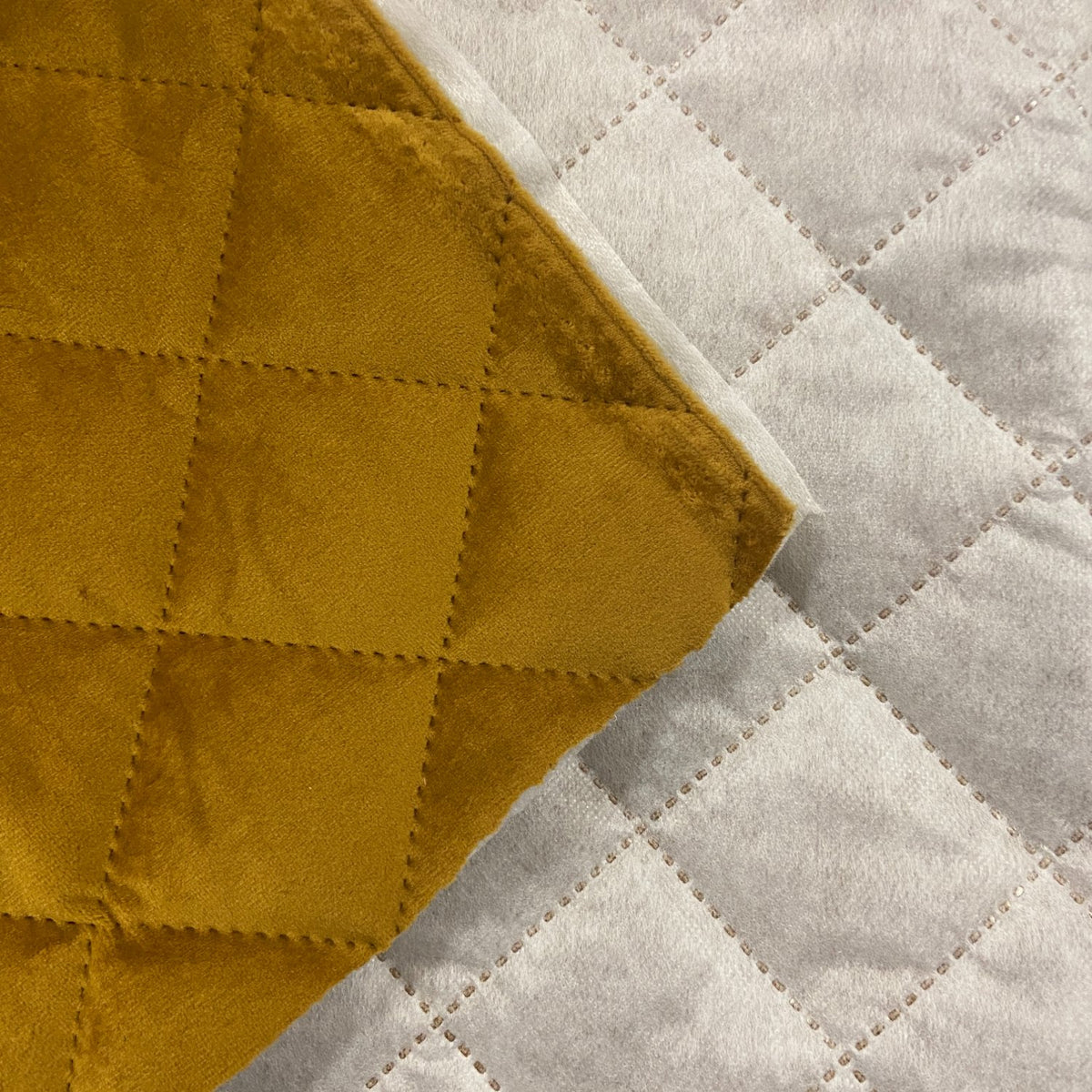 Upholstery Fabric Quilted Velour Diamond 5x5 - Mustard