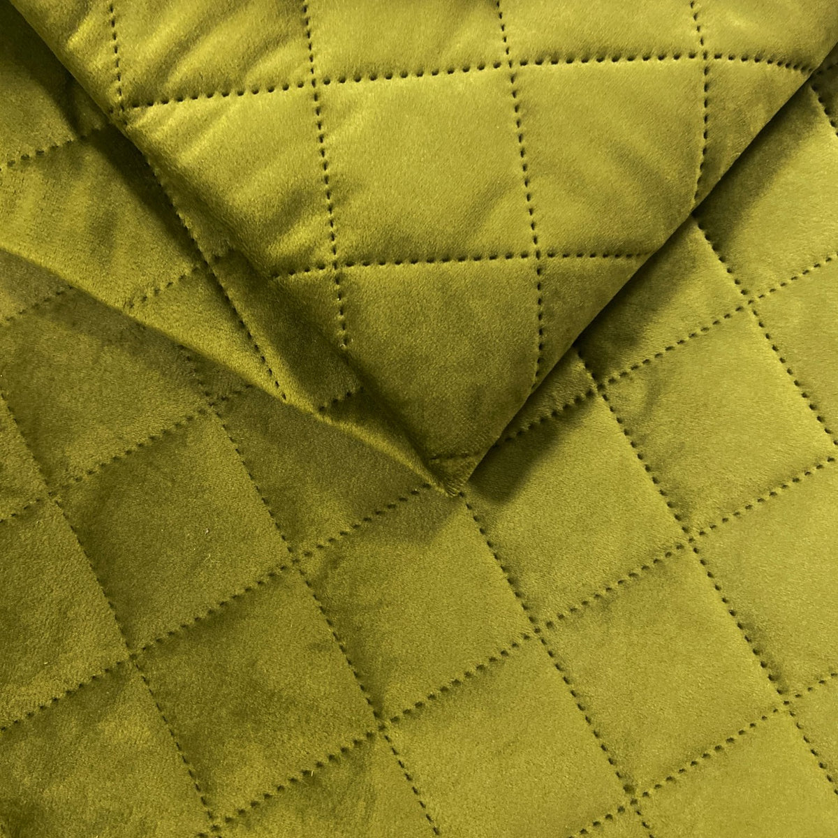 Upholstery Fabric Quilted Velour Diamond 5x5 - Olive