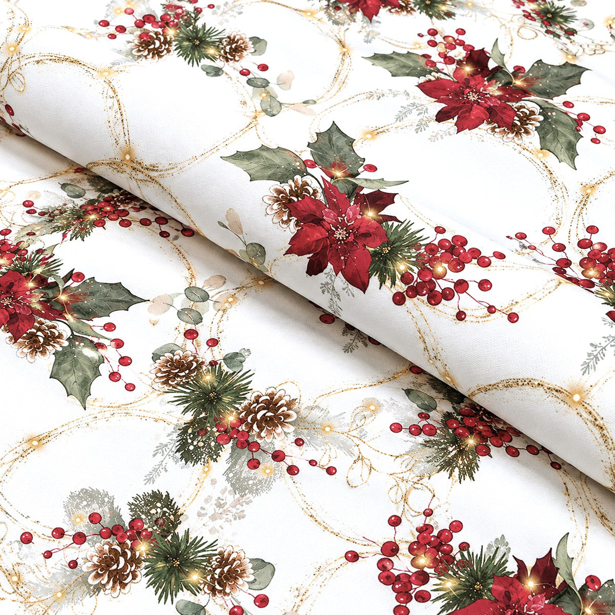Tissu en velours imprimé - Motif de Noël - 22991-1001